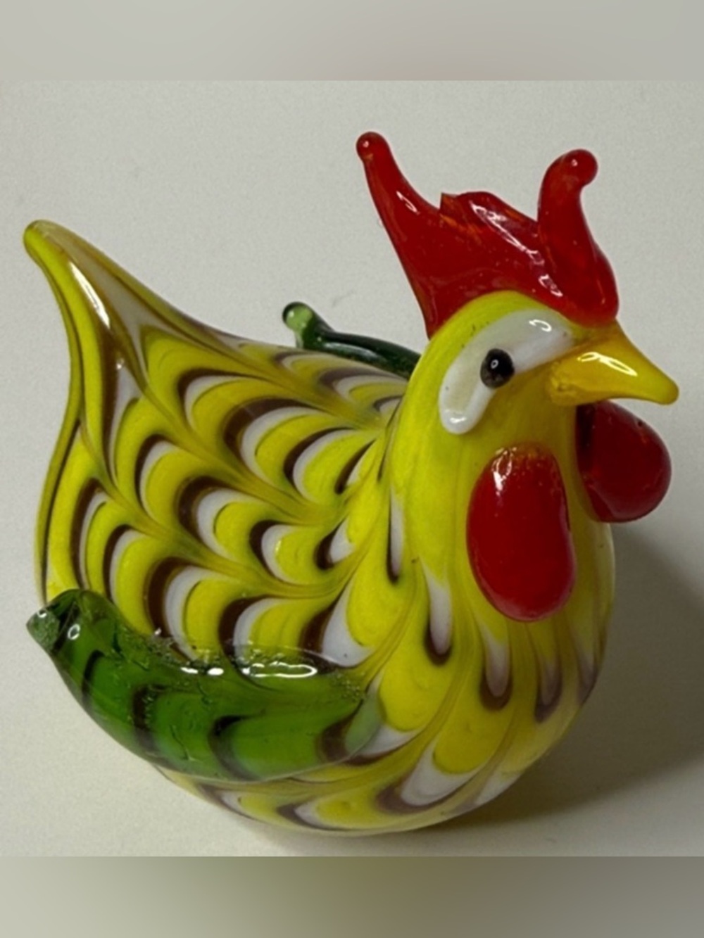 Imperfect Lenox Yellow Glass Chicken Figurine vintage brightly colored glass